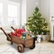 Rustic Brown Fir Wood Metal Wagon Planter Box with Wheels and Drainage